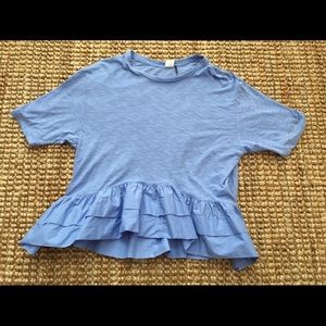 Baby blue ruffle T-shirt